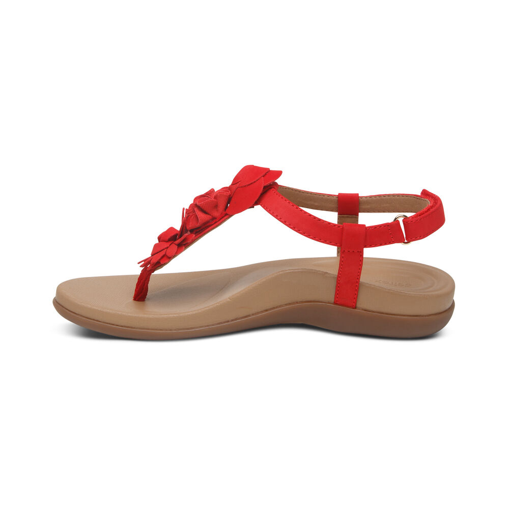 Aetrex Women's Charli Thong Sandals - Red | USA CK3LIT5